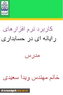 کاربرد نرم افزارهای رایانه ای در حسابداری مدرس ویدا سعیدی 6